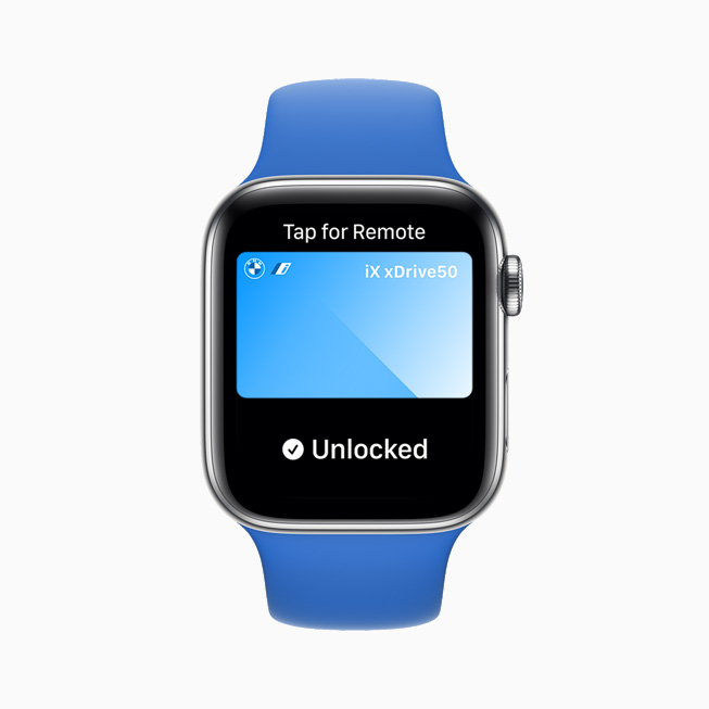 Com a chave digital no Apple Watch Series 6, os usuários podem destravar seus carros com segurança à distância e dar partida usando o aparelho quando estiverem no banco do motorista.